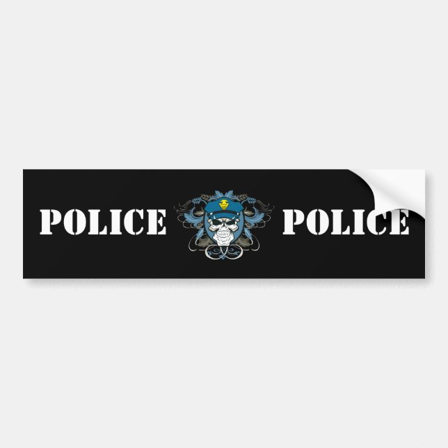 Skull Police Officer Bumper Sticker (Front)