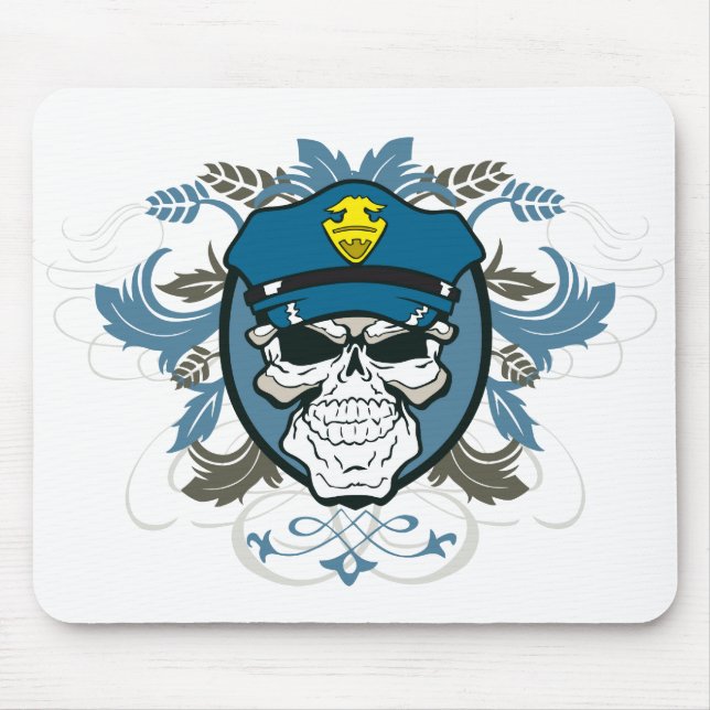 Skull Police Officer Mouse Mat (Front)