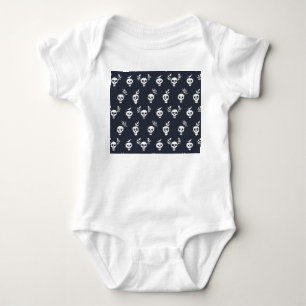Skull Polka: Botanical Humourous Pattern Baby Bodysuit