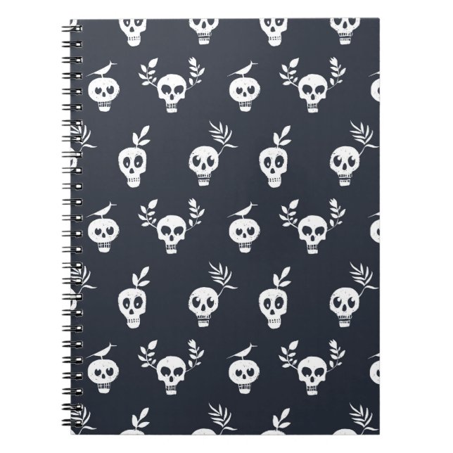 Skull Polka: Botanical Humourous Pattern Notebook (Front)