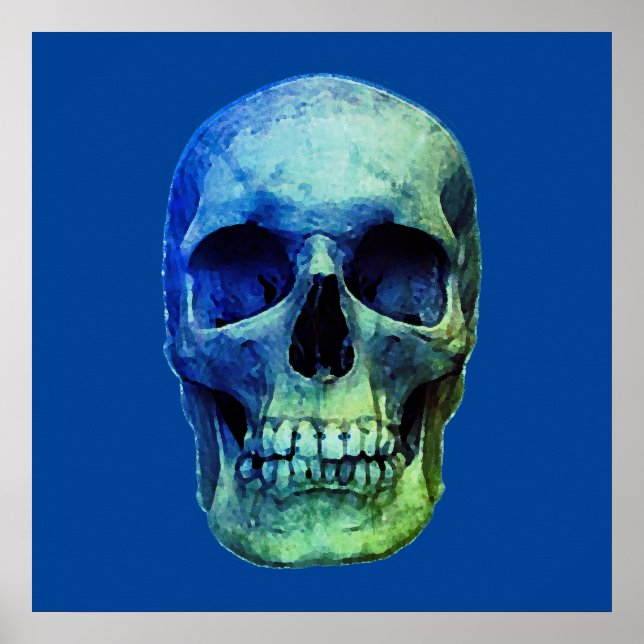 Skull Pop Art Blue Poster (Front)