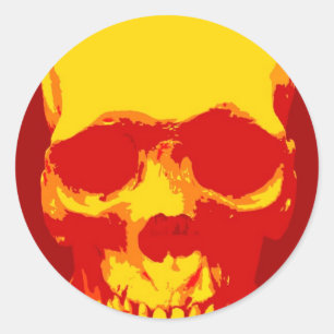 Skull Pop Art Classic Round Sticker