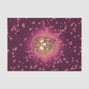 Skull Pop Art Gold Purple Glitter Colourful Tissue Paper