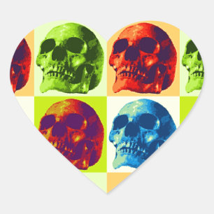 Skull Pop Art Heart Sticker