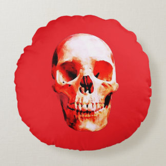 Skull Pop Art Illustration Round Cushion