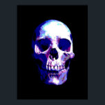 Skull Pop Art Poster<br><div class="desc">Fantasy Art Skull Skeleton - Blue & Purple Tones Heavy Metal Punk Rock College Pop Art Image</div>