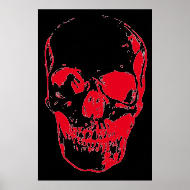 Skull Pop Art Red Black Unique Special Poster (Front)