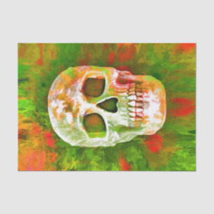 Skull Pop Art Red Green Colourful Unique Abstract Tissue Paper