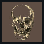 Skull Pop Art Sepia Retro Poster<br><div class="desc">Fantasy Art Skull Skeleton - Blue & Purple Tones Heavy Metal Punk Rock College Pop Art Image</div>