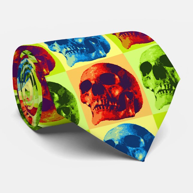 Skull Pop Art Tie (Rolled)