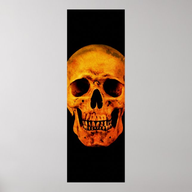 Skull Pop Art Yellow Black Poster (Front)