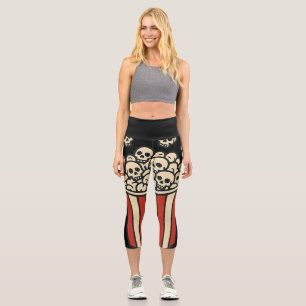 Skull Popcorn Box Sticker  Capri Leggings