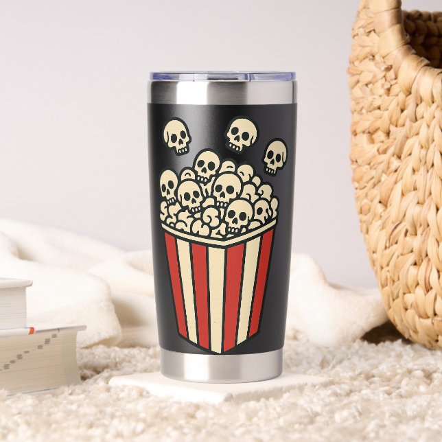 Skull Popcorn Box Sticker  Insulated Tumbler (Living Room (Rotated))