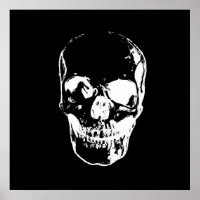Skull Poster - Black & White Pop Art, Fantasy Art