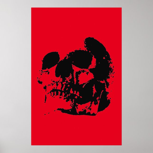 Skull Poster Print - Black & Red Pop Art (Front)