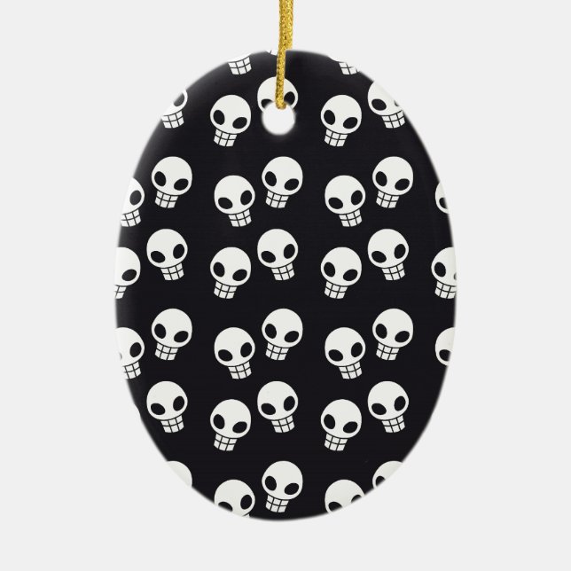Skull Print Ceramic Tree Decoration (Front)