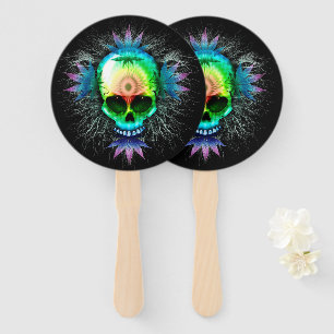 Skull Psychedelic Trippy Explosion Hand Fan