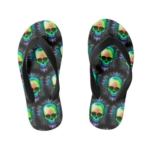 Skull Psychedelic Trippy Explosion mugs Kid's Flip Flops