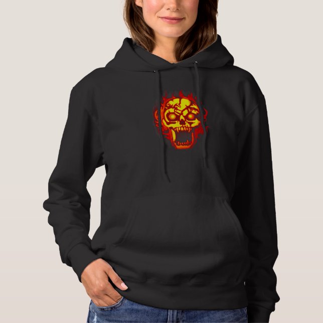 Skull Pumpkin Carving Boy Girl Party Scary Horror  Hoodie (Front)