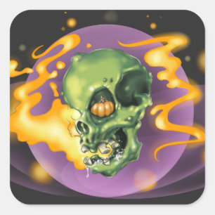 Skull Pumpkin Sticker