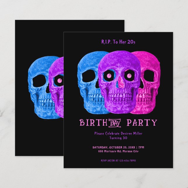 Skull Purple Gothic Birthday RIP To Her 20s Budget (Front/Back)