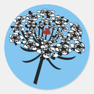 Skull Queen Anne's Lace Classic Round Sticker