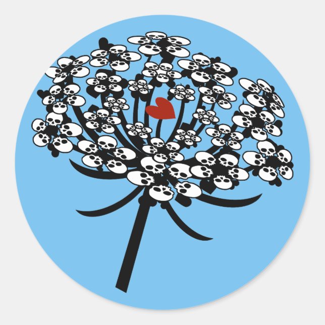 Skull Queen Anne's Lace Classic Round Sticker (Front)
