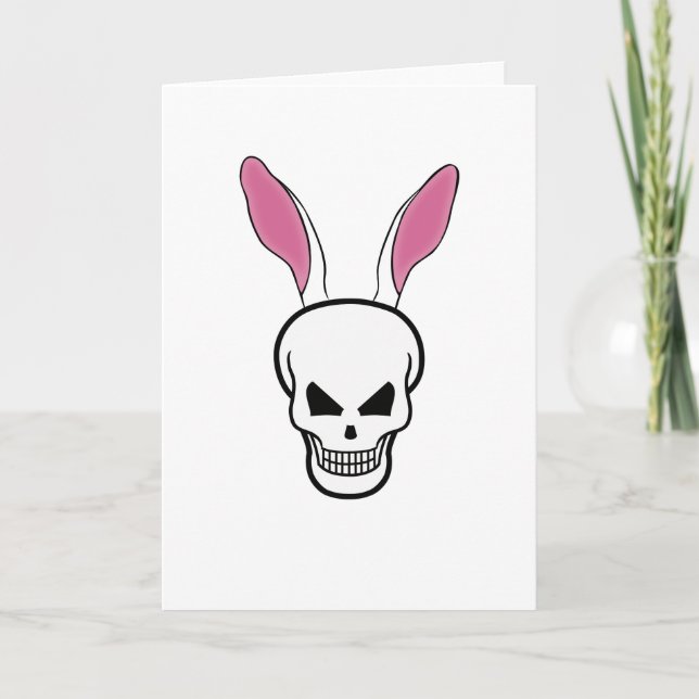 Skull Rabbit Happy Easter Easter Day Holiday Card (Front)