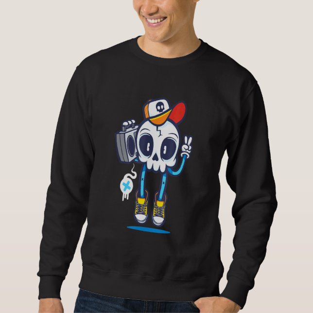 Skull Radio Skull Disco Skull Sweatshirt (Front)