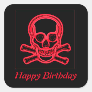 Skull red and black colours,digital art square sticker