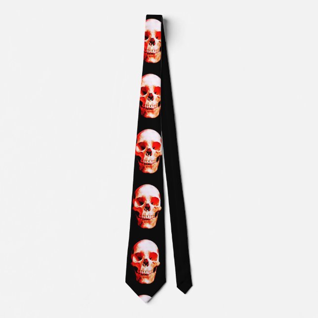 Skull Red & Black Artwork Tie (Front)