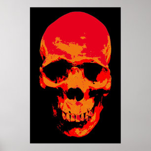 Skull Red Black Pop Art Poster