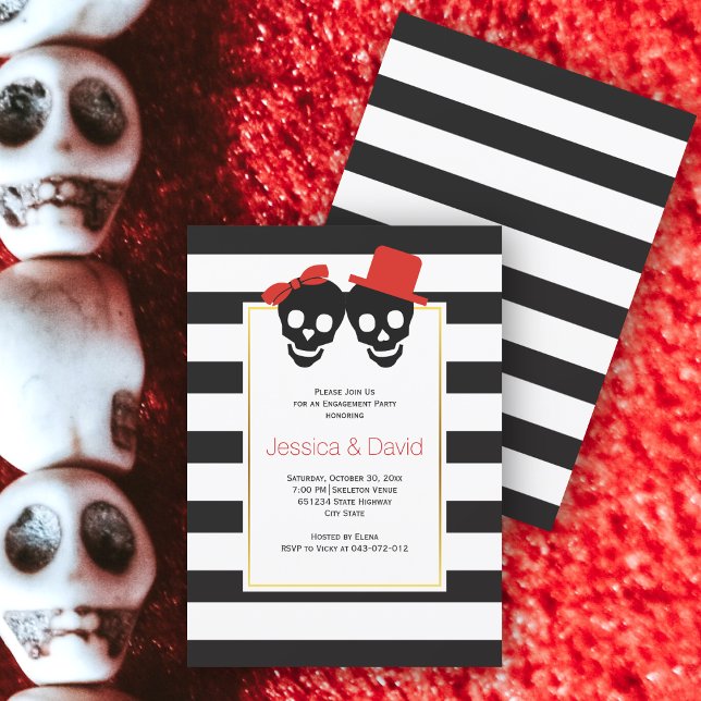 Skull red Halloween wedding engagement party Invitation (Creator Uploaded)