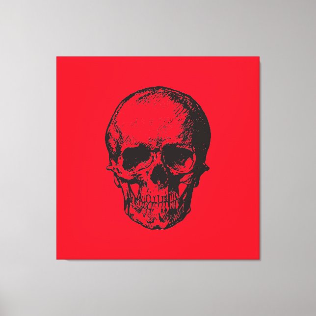 Skull Red Pop Art Canvas Print (Front)