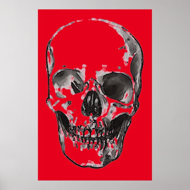 Skull Red Pop Art Poster (Front)