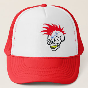 Skull red trucker hat