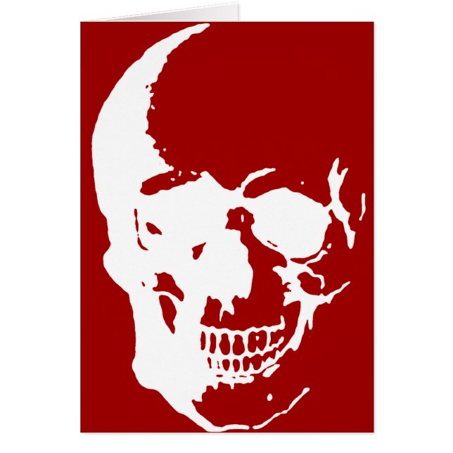 Skull - Red & White Metal Fantasy Art (Front)