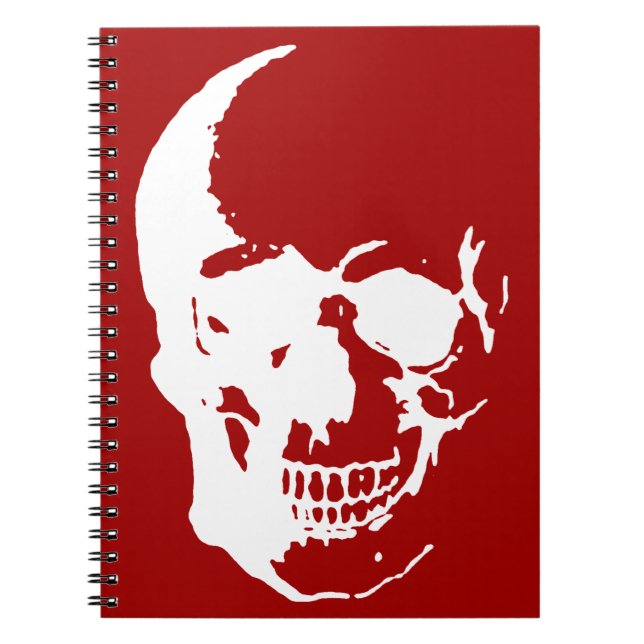 Skull - Red & White Metal Fantasy Art Notebook (Front)