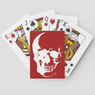 Skull - Red & White Metal Fantasy Art Playing Cards