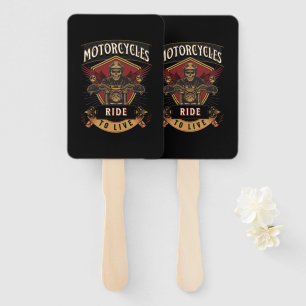 Skull Ride Motorcycles, Ride To Live Hand Fan