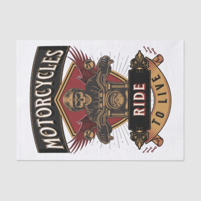 Skull Ride Motorcycles, Ride To Live Tissue Paper (Front)