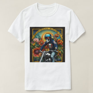 "Skull Rider: A Bold Ride Through Vibrant Blossoms T-Shirt