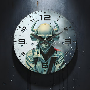 Skull Rider Synth-Punk Wall Clock
