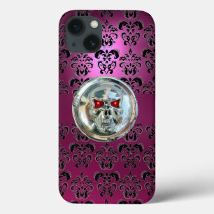 SKULL RIDERS AMETHYST PINK BLACK DAMASK  iPhone 13 CASE