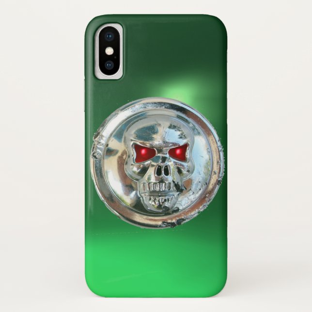 SKULL RIDERS MONOGRAM green Case-Mate iPhone Case (Back)