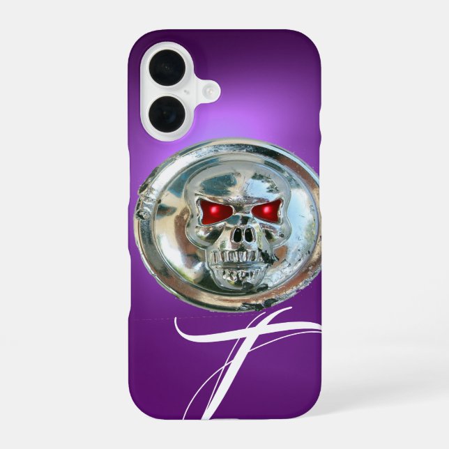 SKULL RIDERS MONOGRAM Purple iPhone 16 Case (Back)