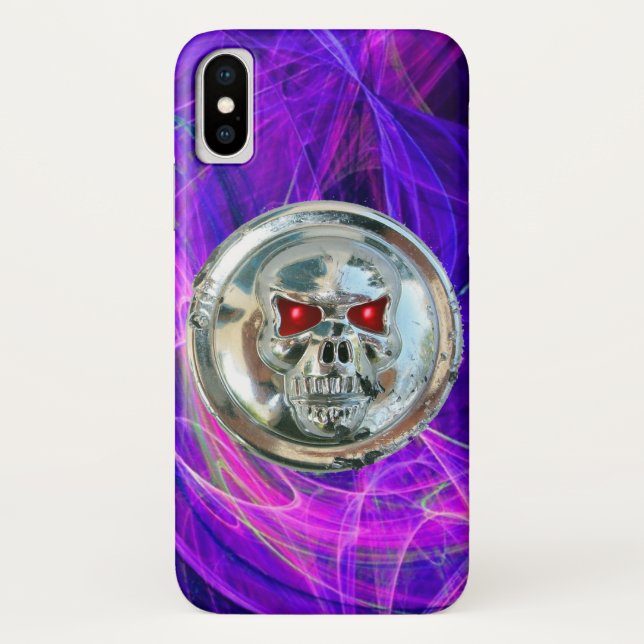 SKULL RIDERS Pink Blue Purple Fractal Swirls Case-Mate iPhone Case (Back)