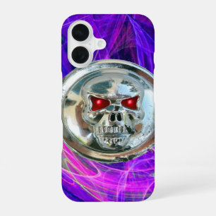SKULL RIDERS Pink Blue Purple Fractal Swirls iPhone 16 Case