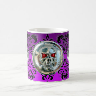SKULL RIDERS PURPLE VIOLET BLACK DAMASK , Amethyst Coffee Mug
