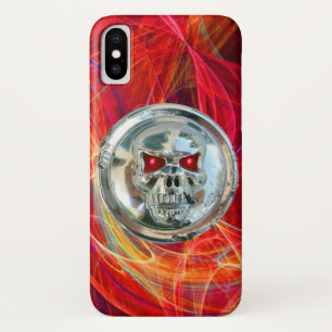 SKULL RIDERS ,Red Yellow Orange Fractal Swirls iPhone X Case